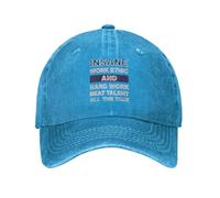 RRCRUHG Gorra de béisbol clásica Ética de Trabajo Loca y Trabajo Duro Vencen al Talento Todo el Tiempo para Hombres Mujer Camión Vintage Golf Azul Ajustable Algodón Sombrero