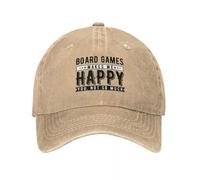 RRCRUHG Los clásicos Juegos de Mesa con Gorras de béisbol me Hacen Bastante Feliz Deporte Vaqueros Retro Lavados Mujeres Vaqueras Senderismo con Visera Deportiva Ajustable Gorra de algodón