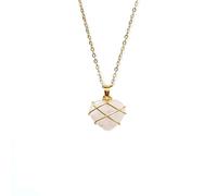 Rrdaily Bonito collar con colgante de corazón de cristal para mujer, collar de hueso de colonia de piedra natural, regalo de joyería de moda para festivales de amistad, L, Metal, No es una piedra