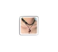 Rrdaily Collar con colgante de luna creciente roja en capas para mujer, collar de poliuretano con remaches de oscuridad apilable, collares góticos para banquetes, accesorios de joyería de moda, Grande