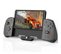RREAKA Switch Controller for Nintendo Switch/OLED, Wireless Gaming Pro Controller, Handheld Switch Grip RGB Color Lights See through Gamepad Controller Adjustable TURBO, Dual Vibration, Back Button