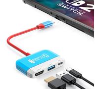 RREAKA Switch2 TV Dock for Nintendo Switch 1&2, 3 in 1 Switch TV Adapter with 4K HDMI, USB 3.0 Port, Type C 100W Charging, Portable Switch Docking Station Travel, for Samsung Dex, MacBook