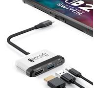 RREAKA Switch2 TV Dock for Nintendo Switch 1&2, 3 in 1 Switch TV Adapter with 4K HDMI, USB 3.0 Port, Type C 100W Charging, Portable Switch Docking Station Travel, for Samsung Dex S24, MacBook