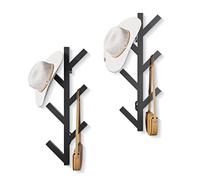 RRG Paquete de 2 percheros verticales de metal para colgar en la pared, moderno árbol de pared para sombreros, chaquetas, bolsos, entrada y dormitorio (altura de 16 pulgadas)