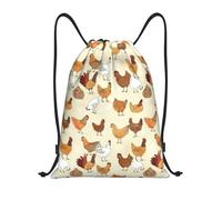 RRhgipp A Brood Of Chickens - Mochila deportiva con cordón para gimnasio, bolsillo resistente al agua, bolsa de cuerda para mujeres y hombres, Black, S, Clásico