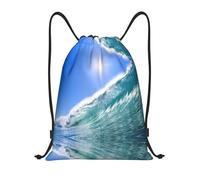 RRhgipp Big Ocean Wave - Mochila con cordón HD para deportes, gimnasio, bolsa de bolsillo, resistente al agua, para mujeres y hombres, escuela, Black, M, Clásico