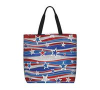 RRhgipp Bolsa de lona con diseño de rayas patrióticas y estrellas para el Día de la Independencia, bolsa de tela plegable para el bolso de la compra