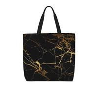 RRhgipp Bolsa de lona con papel pintado dorado y negro, bolsa de tela plegable para bolso de compras