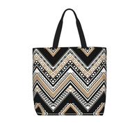 RRhgipp Bolsa de lona en zigzag, color negro y blanco, bolsa de tela plegable para bolso de la compra