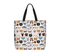 RRhgipp Bolsa de lona plegable para compras con caras de gato y perro, bulldog, beagle, labrador, bolsa de tela