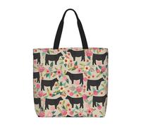 RRhgipp Bolsa de lona plegable para la compra, diseño de flores, vacas, granjas
