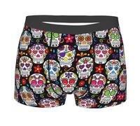 RRhgipp Calzoncillos tipo bóxer para hombre, diseño de calaveras de flores coloridas, paquete de ropa interior fresca y transpirable que absorbe la humedad, no se sube, regalo, Negro, M-XXL