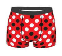 RRhgipp Calzoncillos tipo bóxer para hombre, diseño de lunares, color rojo y blanco, paquete de ropa interior transpirable que absorbe la humedad, no se sube, regalo, Negro, XXL