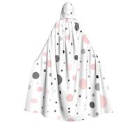 RRhgipp Capa larga con capucha para adultos, diseño moderno de lunares, color rosa, gris y blanco, disfraz de mago de la parca, vampiro, bruja, carnaval, Halloween