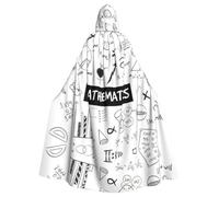 RRhgipp Capa larga con capucha y estampado de matemáticas, disfraz de mago de la parca, vampiro, bruja, carnaval, Halloween, 58 pulgadas
