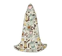 RRhgipp Coffee And Sweets - Capa larga con capucha de chocolate y azúcar, capa larga, disfraz de mago de vampiro, bruja, carnaval, Halloween, adolescente, mago