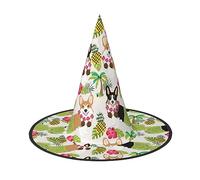 RRhgipp Corgi - Sombrero hawaiano tropical de piña de verano para Halloween | Sombrero de bruja unisex