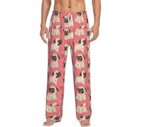RRhgipp Divertidos pantalones de pijama para hombre, diseño de carlino de carlino y perro, ultra suave, pantalones de pijama atléticos para dormir, con bolsillos, regalo, blanco, S