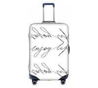 Rrhgipp Enjoy Life - Funda protectora para equipaje con texto escrito a mano, lavable, elástica, para viaje, color negro, White, XL