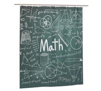 RRhgipp Formulas Shapes Theory - Cortina de ducha con palabras y lecciones de matemáticas, 152 x 183 cm, cortina de lino para regadera, tela de baño, 12 ganchos