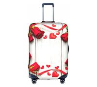 RRhgipp Funda protectora lavable para maleta, diseño de rosas con pétalos de corazón, funda elástica para maleta, funda protectora para maleta de viaje, White, S