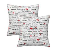 RRhgipp Fundas de cojín decorativas con texto en inglés "I Love You Words With Hearts" para sofá, cama, decoración de sofá, regalos de Navidad, cama