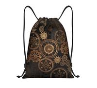 RRhgipp Gears Clock Bronze Century - Mochila deportiva con cordón para gimnasio, bolsillo resistente al agua, bolsa de cuerda para mujeres y hombres, Black, M, Clásico