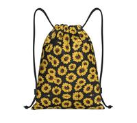 RRhgipp Golden Sunflowers - Mochila deportiva con cordón y bolsillo resistente al agua para mujeres y hombres, escuela, Black, M, Clásico