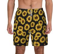 RRhgipp Golden Sunflowers - Traje de baño 2 en 1 para hombre, pantalones cortos de natación de secado rápido, para playa, hawaiano, blanco, XL