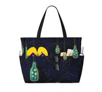 RRhgipp Hermosa botella de lona Under The Night Sky con bolsillo externo, bolsa de compras con cierre de cremallera superior, esencial para uso diario