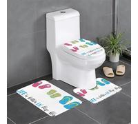 RRhgipp Juego de 3 alfombras de baño con diseño de caligrafía y zapatos de playa, alfombras de baño con respaldo antideslizante, alfombras de baño de secado rápido