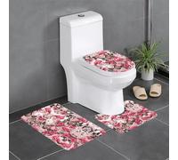 RRhgipp Juego de 3 alfombrillas de baño con estampado floral de flamenco, alfombrilla de baño antideslizante, se seca rápidamente