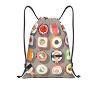 RRhgipp Many Sushi Food - Mochila con cordón para deportes, gimnasio, bolsillo resistente al agua, bolsa de cuerda para mujeres y hombres, Black, M, Clásico