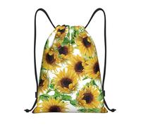 RRhgipp Mochila con cordón de girasoles amarillos, mochila deportiva, gimnasio, bolsa de bolsillo, resistente al agua, bolsa de cuerda para mujeres y hombres, Black, S, Clásico