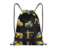 RRhgipp Mochila con cordón para maquinaria pesada, diseño de caricaturas, para deportes, gimnasio, bolsa de cuerda, resistente al agua, para mujeres y hombres, Black, S, Clásico