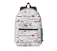 RRhgipp Mochila de viaje para laptop de 17 pulgadas con texto en inglés "I Love You Words With Hearts"