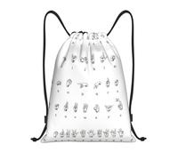 RRhgipp Mochila deportiva con cordón para lenguaje de señas, alfabeto, gimnasio, bolsa de bolsillo, resistente al agua, bolsa de cuerda para mujeres y hombres, Black, M, Clásico