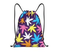 RRhgipp Mochila deportiva con cordón y patrón de malas hierbas y colores brillantes, mochila de bolsillo resistente al agua, bolsa de cuerda para mujeres y hombres, Black, S, Clásico