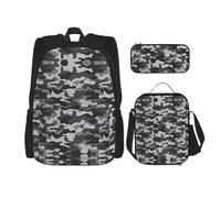 RRhgipp Mochila escolar de camuflaje abstracto para niños, adolescentes, mochila de viaje, mochila de almuerzo para niños y niñas, estuche para lápices