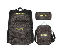 RRhgipp Mochila escolar de matemáticas para niños y adolescentes, mochila de viaje, bolsa de almuerzo para niños y niñas, estuche para lápices