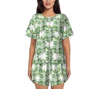 RRhgipp Palm Tree1 - Conjunto de pijama de 2 piezas para mujer, manga corta, pantalones estampados, conjuntos de pijama, Negro, L
