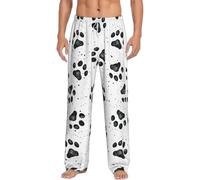 RRhgipp Pantalones de pijama para hombre con patrón de pata de perro, ultra suaves, pantalones de pijama atléticos para dormir, con bolsillos, regalo, blanco, S