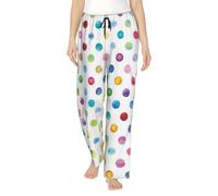 RRhgipp Pantalones de pijama para mujer con patrón de lunares azules para mujer, pantalones de pijama ultra suaves para descansar, pantalones deportivos para dormir con bolsillos, Negro, XXX-Large