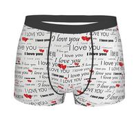 RRhgipp Paquete de calzoncillos tipo bóxer para hombre con texto en inglés "I Love You Words With Hearts", ropa interior fresca y transpirable que absorbe la humedad, no se sube, regalo, Negro, S