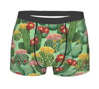 RRhgipp Paquete de calzoncillos tipo bóxer para hombre, diseño floral de cactus y flores, paquete de ropa interior fresca y transpirable que absorbe la humedad, no se sube, regalo, Negro, L-XXL