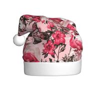 RRhgipp Paquete de sombrero de Papá Noel con estampado floral de flamenco, para adultos, disfraz de Navidad, accesorios de Navidad