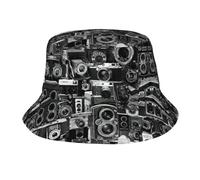 RRhgipp Sombrero de pescador de la colección Retro Cool Camera para primavera, playa, golf, pesca, diversión al aire libre, vacaciones, hombres y mujeres, gorra de sol, senderismo, color negro