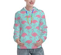 RRhgipp Sudadera con capucha de flamenco rosa para adultos, niñas, casual, para mujer, regalos de Navidad, Negro, XXL