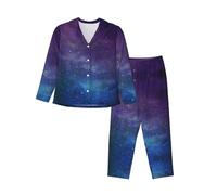RRhgipp Universe With Stars Galaxy Interstellar - Conjunto de pijama de manga larga para mujer, conjunto de 2 piezas, ropa de dormir, Negro, S