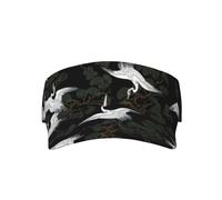 RRhgipp Visera deportiva unisex con diseño de grúa japonesa y pino, ajustable, protección UV, para playa, piscina, golf, tenis, adulto, color negro